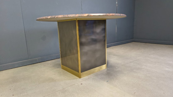 Image 1 of Tavolino centrale vintage rotondo in granito e ottone di Belogchrom, anni '70.