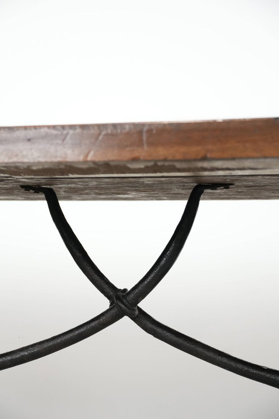 Image 1 of Antiker spanischer Esstisch aus dem 18. Jahrhundert mit schmiedeeisernem Gestell in ungewöhnlich großer Größe