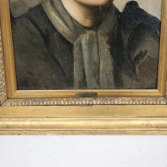 Image 1 of Oil Painting on Canvas, Female Portrait Signed Nazzareno Sidoli