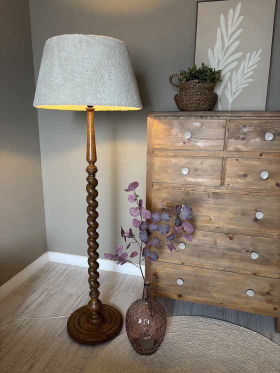 Image 1 of Lampada da terra vintage Japandi in legno