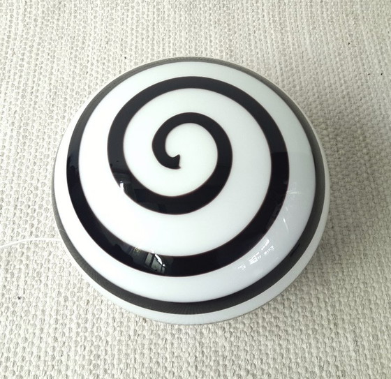 Image 1 of Large ILU di Vetro glass table lamp / floor lamp, model Zebra black and white glass, Italian glass Dutch design