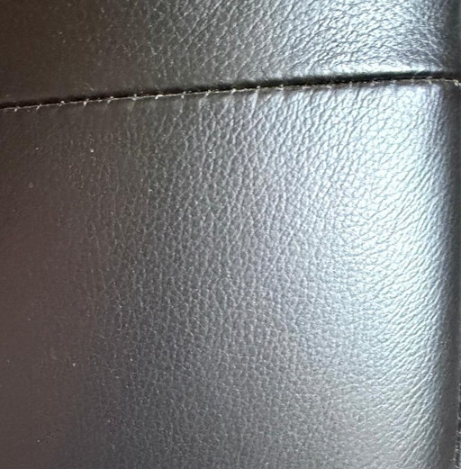 2 x Luxus-Drehsessel mit Liegefunktion aus echtem Leder und Fußhocker, schwarz