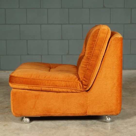 Image 1 of Gruppo di sedute modulari di metà secolo - velour arancione - anni '70
