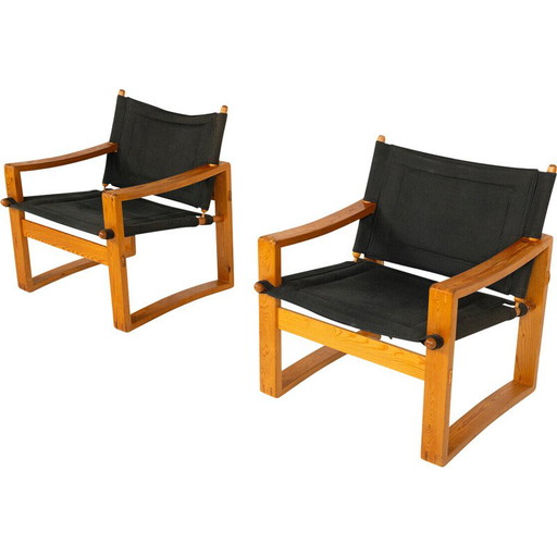 Paar vintage "Safari" fauteuils van Børge Jensen voor Bernstorffsminde Møbelfabrik, Denemarken 1960