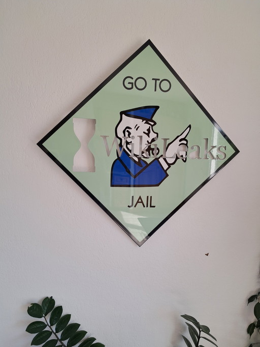 Giclée on Aluminium - HARISSART - Monopoly Go to the Jail Wikileaks