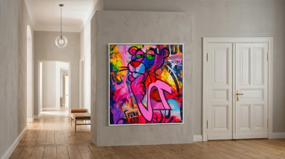 Hommage Paulchen Pink Panther Punk ROD “ – Exklusives Ausstellungsstück auf Fine Art Druck Leinwand | 150 × (photo 3 of 6)