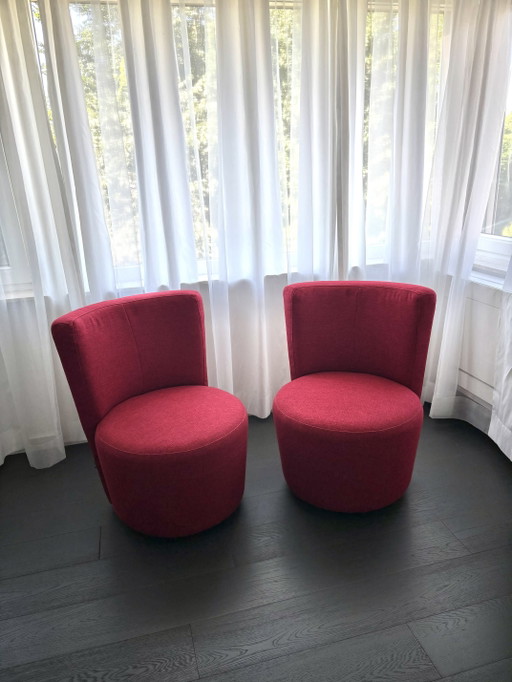 Dos sillones de diseño rojos – fauteuils, Wool