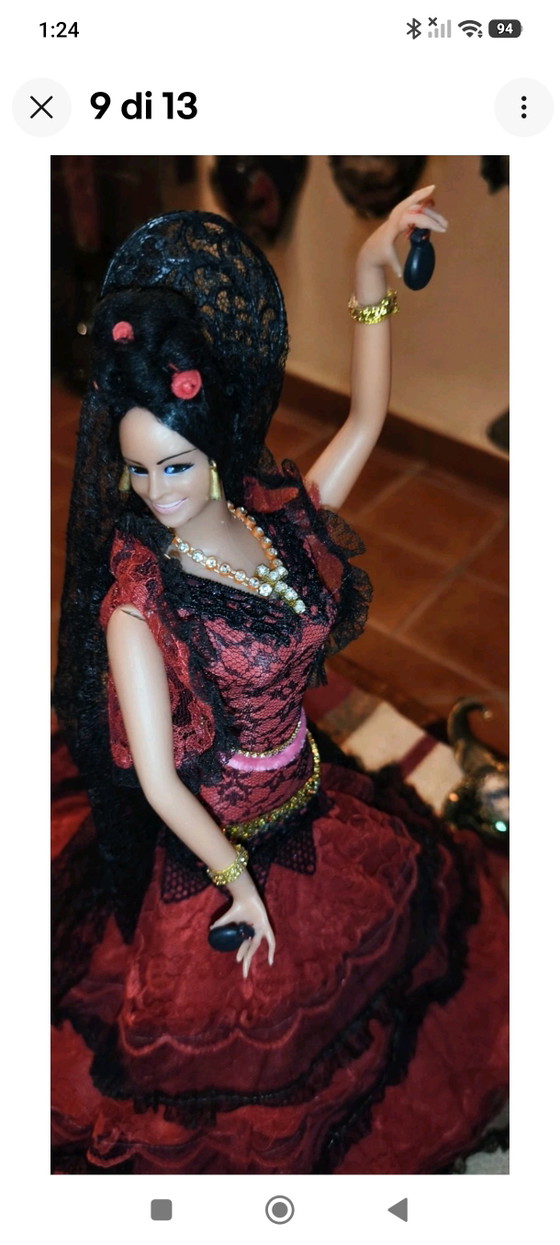 Grande poupée de 48 cm, danseuse de flamenco espagnole vintage Marin Chiclana – Objets déco, Plastic, Textile (photo 6 of 13)