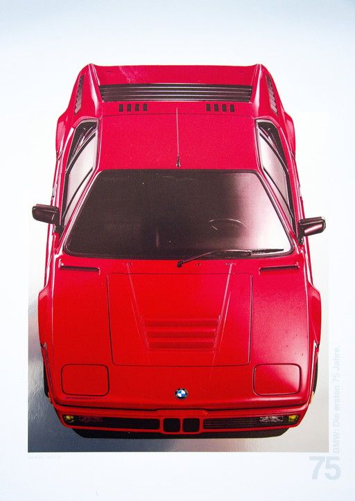 Originele Vintage BMW M1 Serigrafie / 75 Jaar BMW / 1991 / 59,5 x 42cm / Zeer Zeldzaam / Geen Herdruk