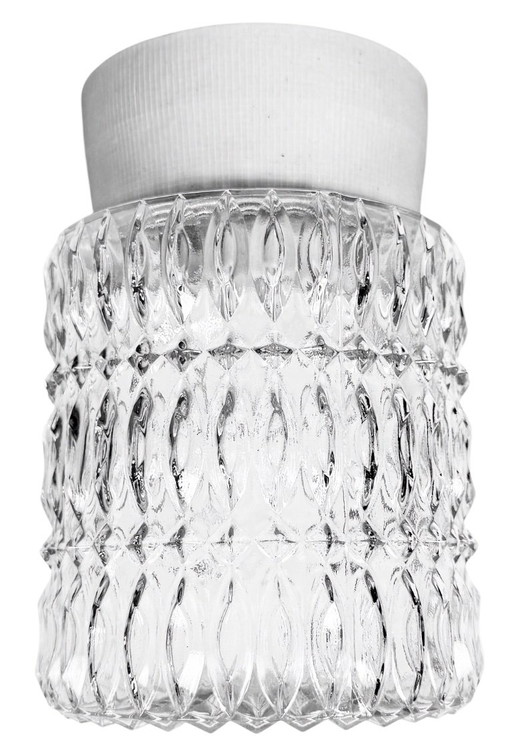 Plafonnier vintage en porcelaine blanche, années 1970 – plafondlampen, Ceramic, Glass