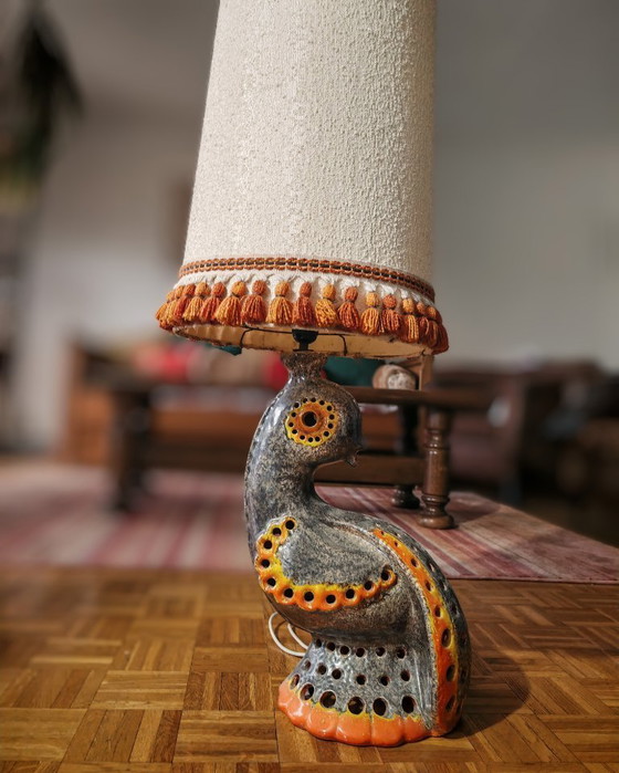 Image 1 of Vlammende aardewerklamp - Zoomorfe sculptuur - Accolay Pottery