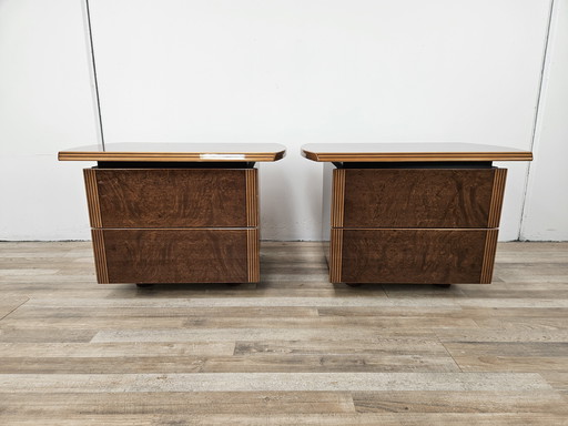 Walnut bedside tables in the 'Afra and Tobia Scarpa' Artona style