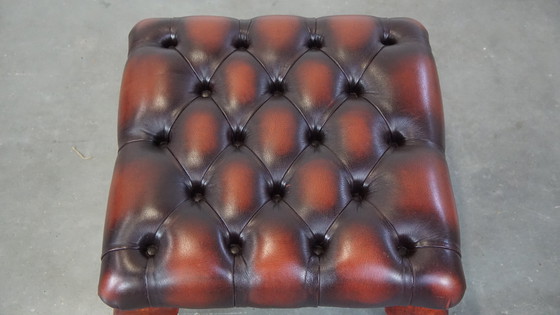 Image 1 of Beef Leather Square Chesterfield Hocker