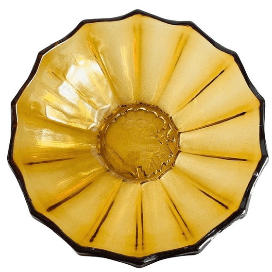 Antike Art-Deco-Schale aus bernsteinfarbenem Glas, Scailmont, 1930er Jahre – Tischdekoration (photo 3 of 6)