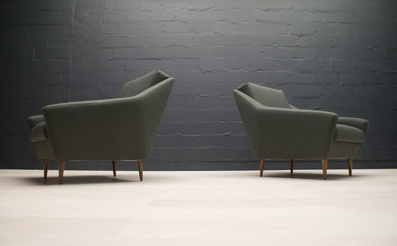 Image 1 of Set di poltrone in legno e tessuto di Eddie Harlis per Hans Kaufeld, anni '60