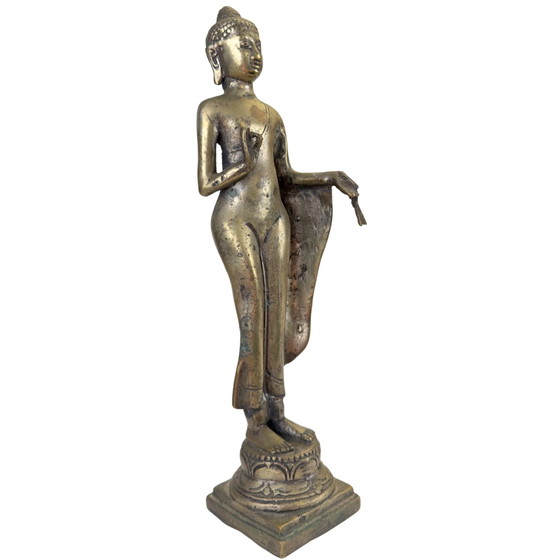 Antike thailändische Bronze Buddha Statue – Abhaya Mudra – 31 cm – Bildhauerei (photo 2 of 10)