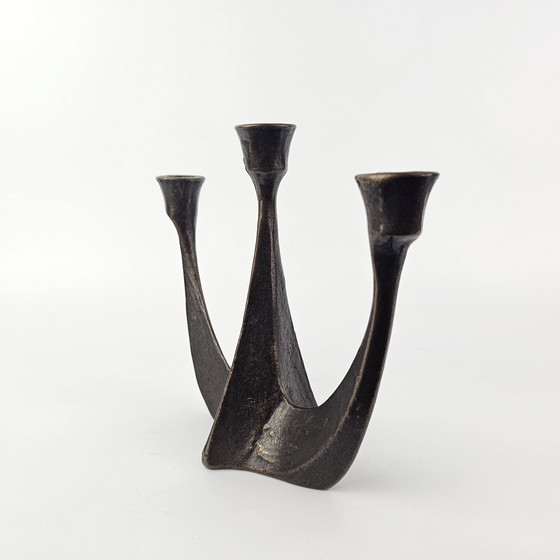 Image 1 of Set van 2 vintage kandelaars. Brutalistisch ontwerp van Horst Dalbeck. Duitsland 1950 - 1970.