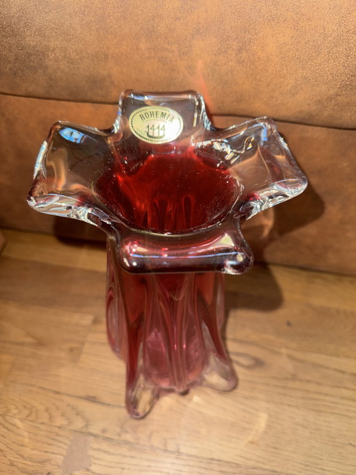 Vaso vintage "Tulipano" in vetro artistico boemo - Josef Hospodka per Chřibská Sklárna (anni '60)