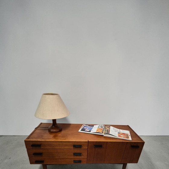 Mid-Century Domus Teak Table Lamp, Light, Table Lamp, Beige, 1960s – Wood (photo 8 of 8)