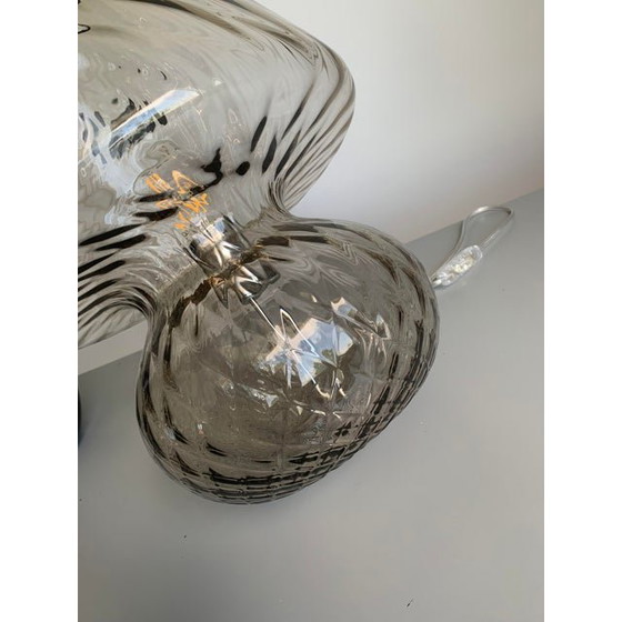 Image 1 of Smoked Fume' Murano Style Glass Table Lamp With Diamond Processing "Ballotton" Lamp