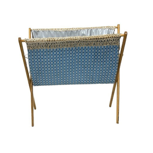 Porte-journaux vintage en bois et osier – Style moderne du milieu du XXe siècle, Europe de l'Ouest, années 1950-1960