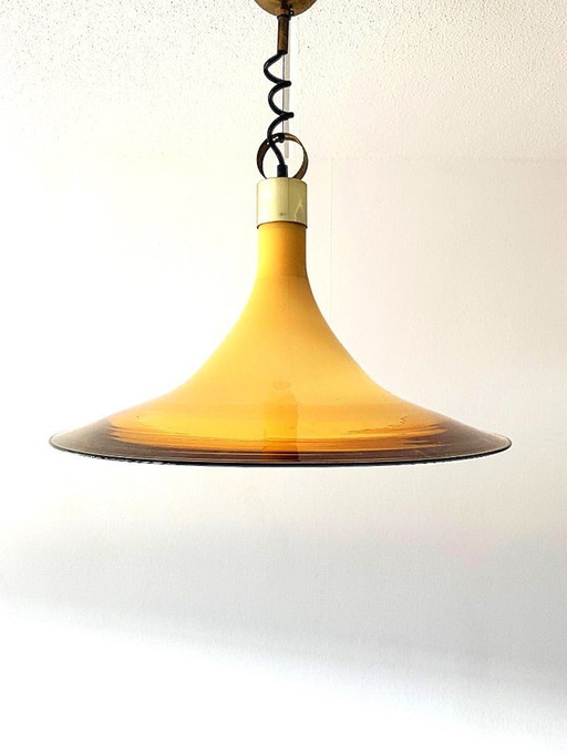 Lampada a sospensione Cosack in vetro di Murano color ambra