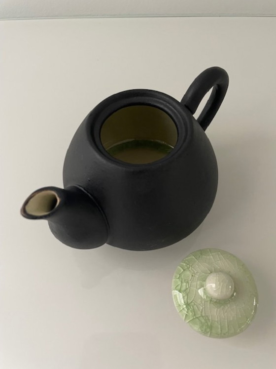 Image 1 of Elegante servizio da tè giapponese/asiatico in ceramica verde screpolata