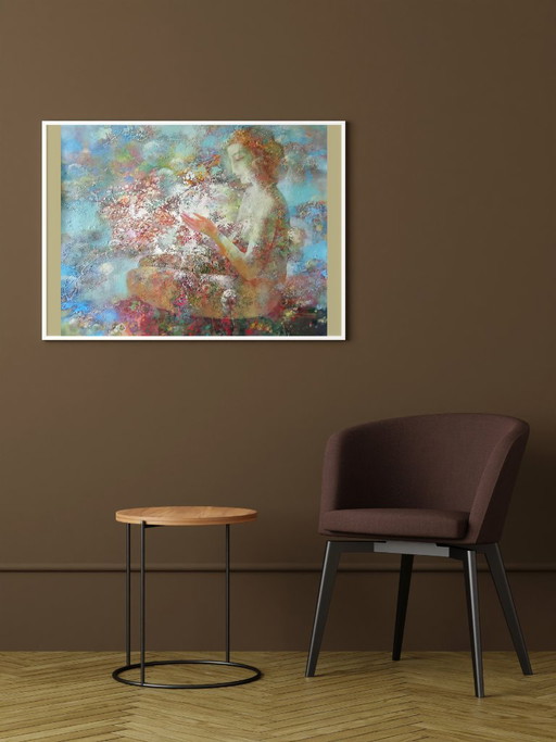 Original Oil Painting Abstract Expressionism Symbolism Girl Spring – schilderijen tekeningen, Canvas (photo 2 of 10)