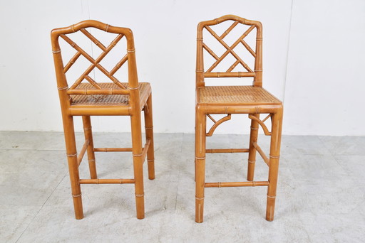 2 chaises d'enfant vintage en faux bambou