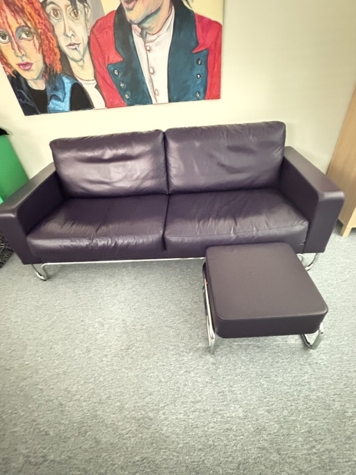 Gispen AD 3 in Aubergine Kleur Leer – banken, Leather, Metal