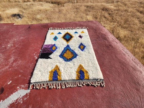 Beni Ouarain rug 250x150 cm in natural wool, Moroccan Berber rug, Rugs & carpets, Cotton, Yellow (photo 3 of 12)