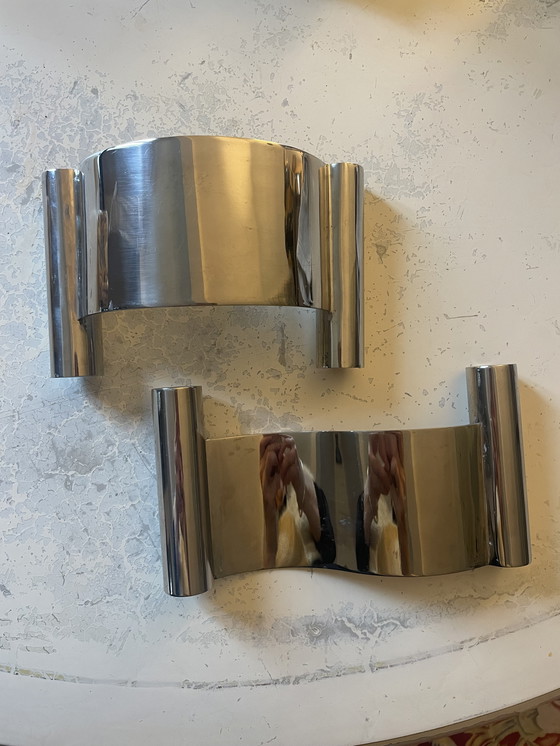 Image 1 of Paire de Bougeoirs Années 70, Métal Argenté