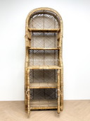 Vintage rotan bohemian rieten boogkast kast met deurtjes 
