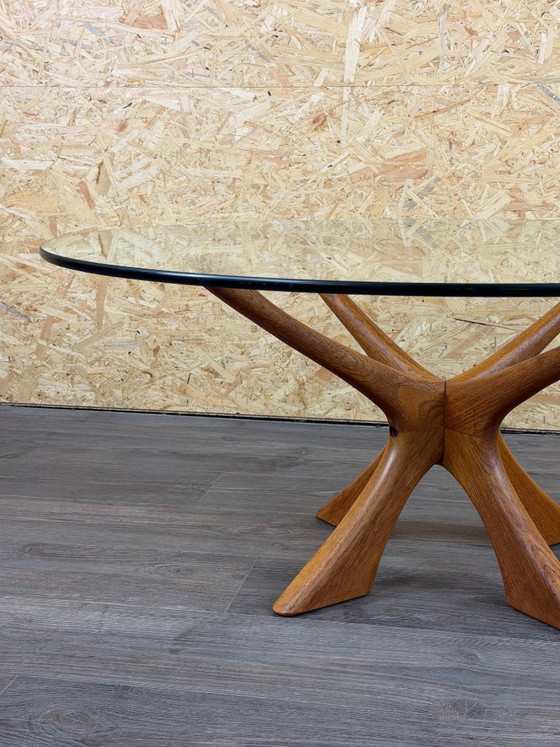 Teakhouten salontafel T118 glas uit de jaren 60/70 van Illum Wikkelso voor Niels Eilersen – Gold, Wood (photo 4 of 18)