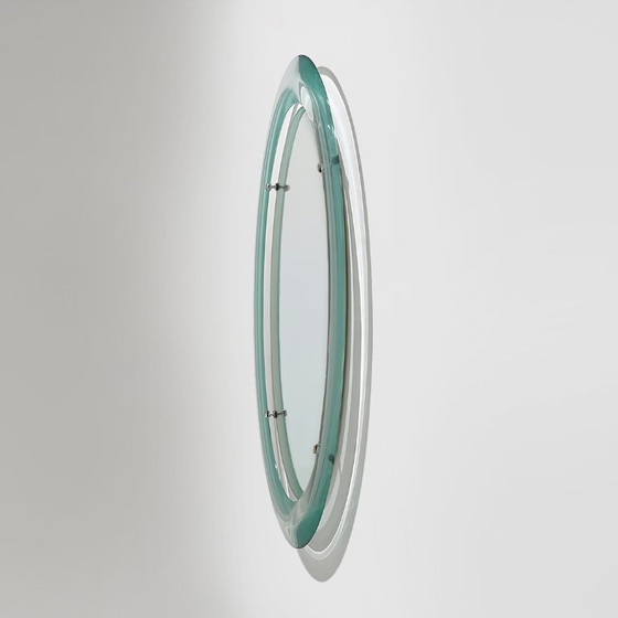 Image 1 of Espejo de pared con marco de cristal curvado de Metalvetro, década de 1970.