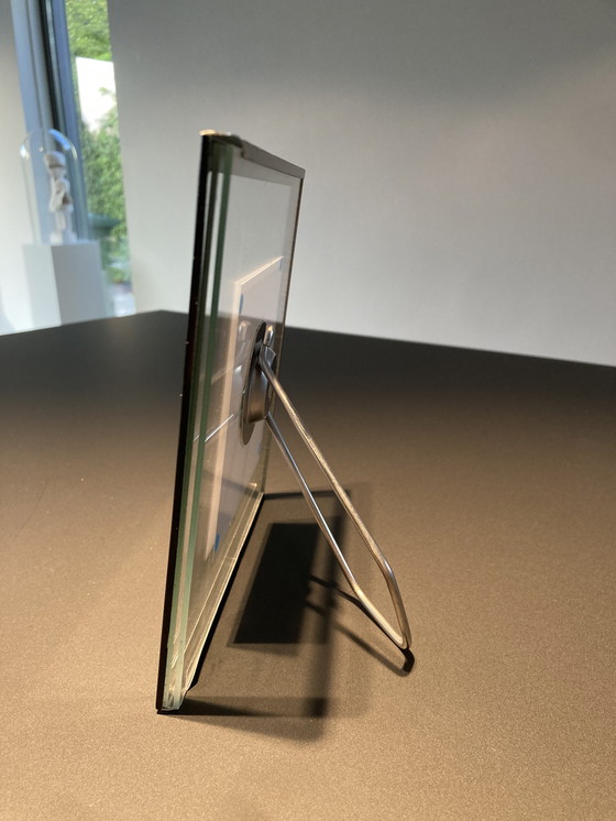 Image 1 of Picture frame with illustration of teal feather