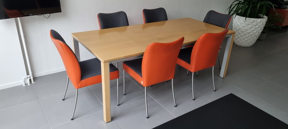 Image 1 of LEOLUX Dining Room Table with 6 BERT PLANTAGIE Dining Room Chairs