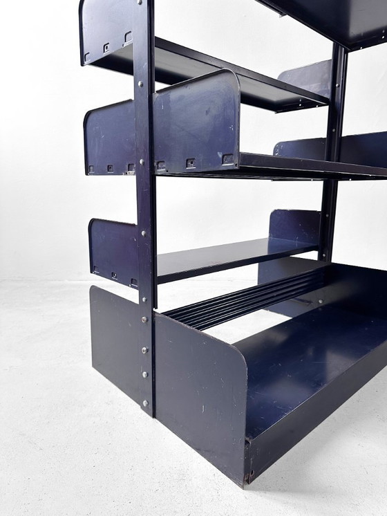 Image 1 of Italienisch-Dutch Lips Vago "Congresso" Stahlblaues Doppelbücherregal, 1966