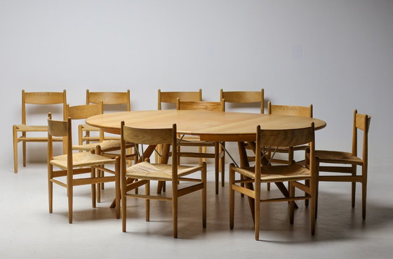 Image 1 of HANS J. WEGNER PP75 DINING TABLE IN OAK WITH ELEVEN OAK CH36 DINING CHAIRS