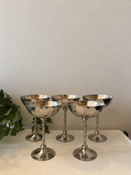 Set van 5 verzilverde coupes