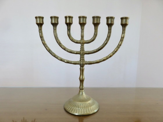 Image 1 of Large Bronze Candelabra, Candlestick, "Menorah", 70's