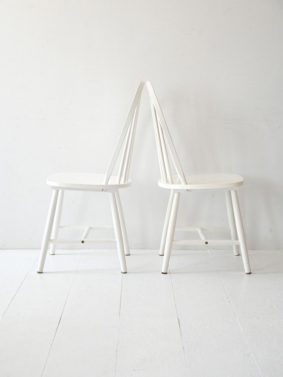 Image 1 of 4er-Set moderne weiße skandinavische Stühle