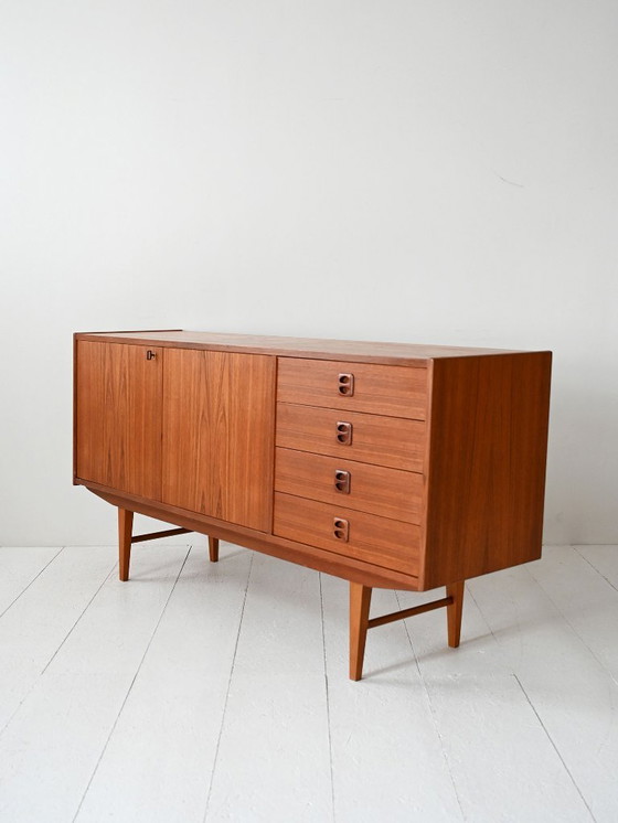 Image 1 of Credenza scandinava d'epoca in teak con venature sorprendenti