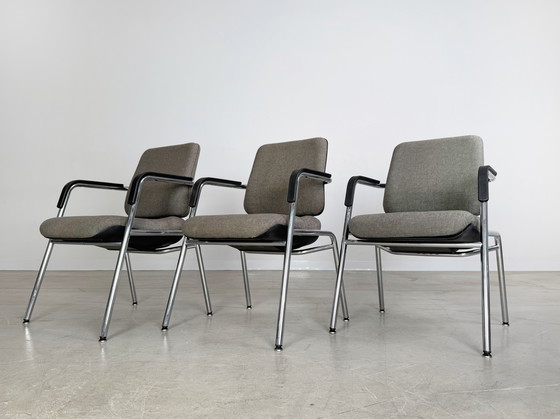 Image 1 of Lot de 3 chaises originales Drabert Chaise de conférence Accoudoirs Vintage