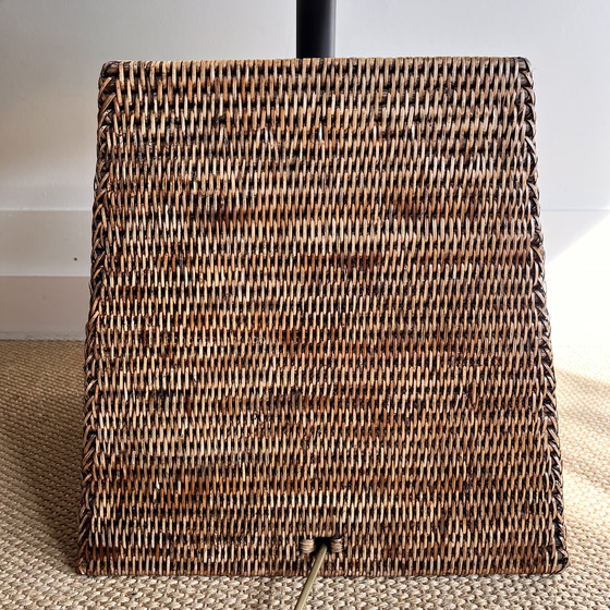 Image 1 of Xxl Square Rattan Bamboo Lamp Vintage