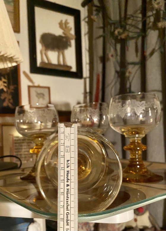 Image 1 of 6 verres Römer, jaunes, 0,2, verres à vin allemands vintage