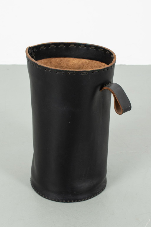 Leather trash can/umbrella stand