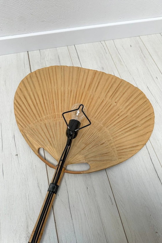 Image 1 of Applique murale vintage Uchiwa III en bambou, conçue par Ingo Maurer pour M-Design, design japonais des années 1970.