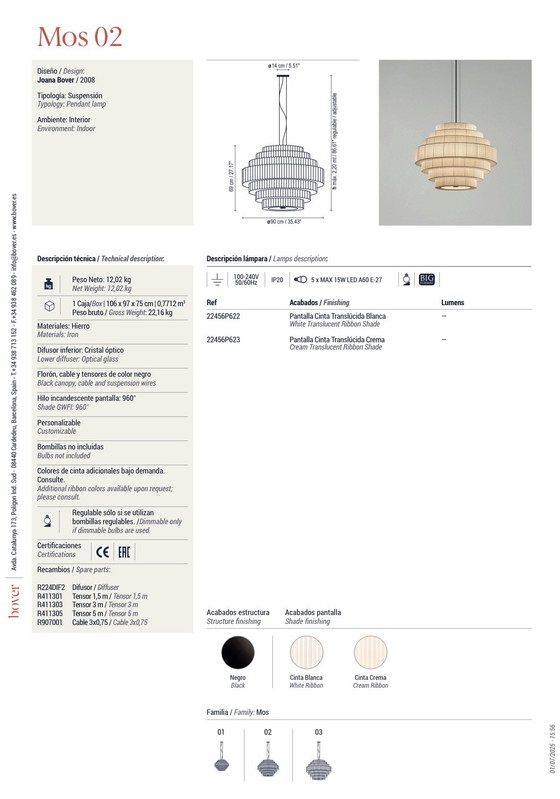 Lampada a sospensione Bover MOS 2, design bianco – Lampade a sospensione, Glass, Iron (photo 6 of 9)
