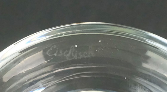 Image 1 of Glasvase aus den 1970er Jahren von Eisch, dickes Klarglas und Blasenglas, grüner Rand